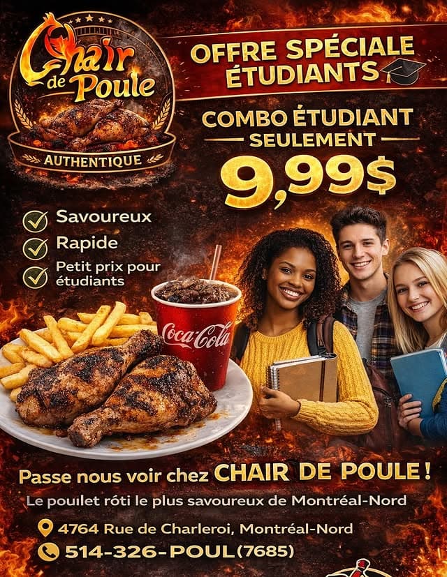 Combo étudiant 9,99 $